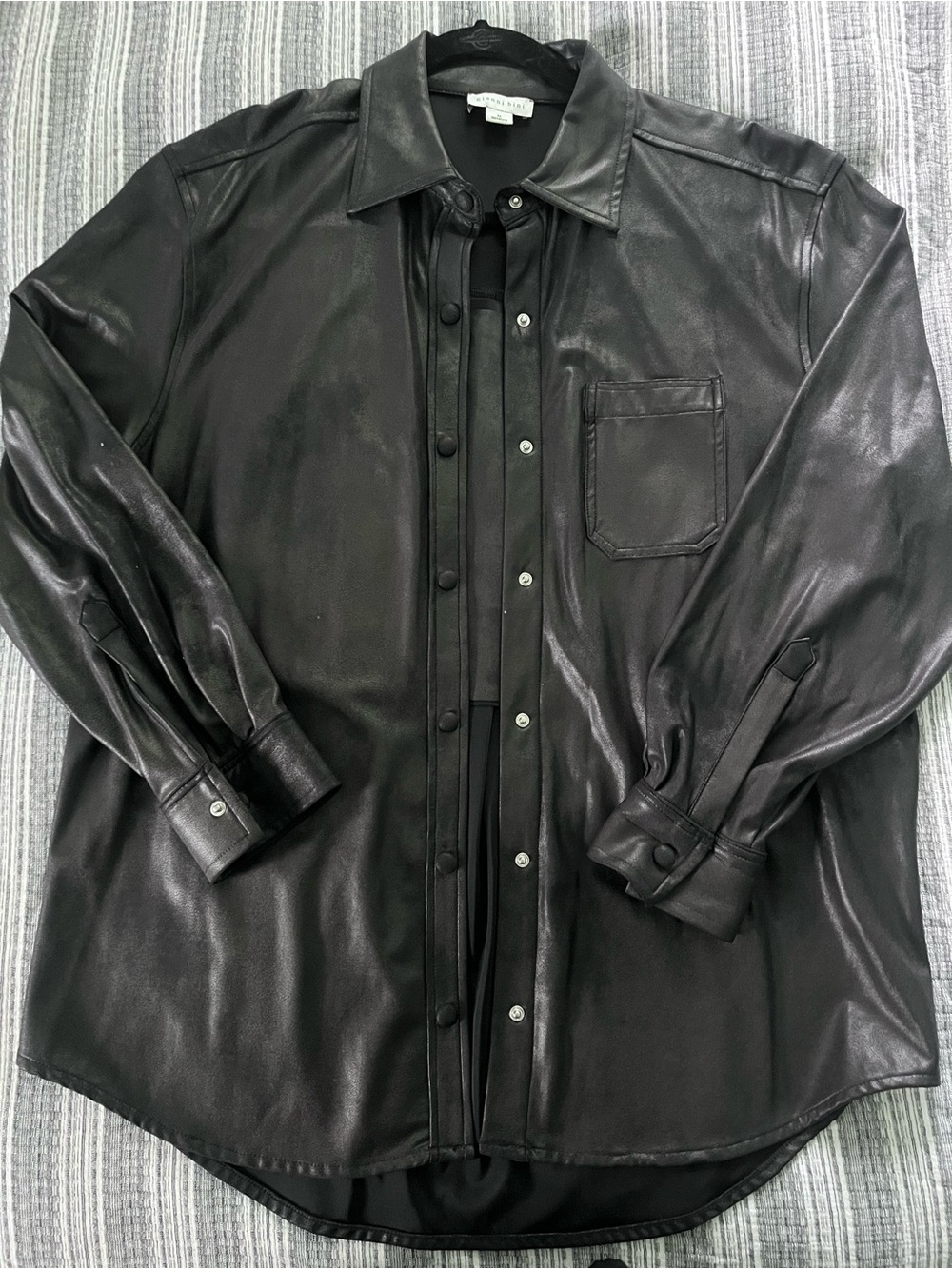 Gianni Bini Black Faux Leather Shacket & Tank
